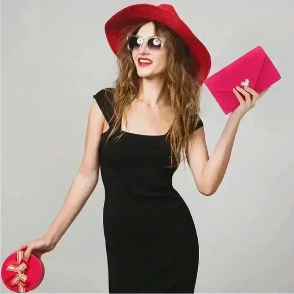 Women Faux Suede Evening Clutch Bags Formal Party Wedding Purses Barbie NWT - Picture 7 of 16